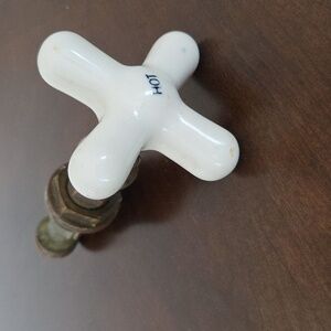 Vintage White Cross Handle Faucet Knob